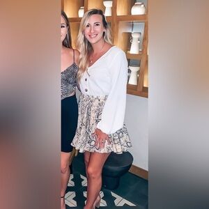 Saved by the Dress- White & Snake print ROMPER dress